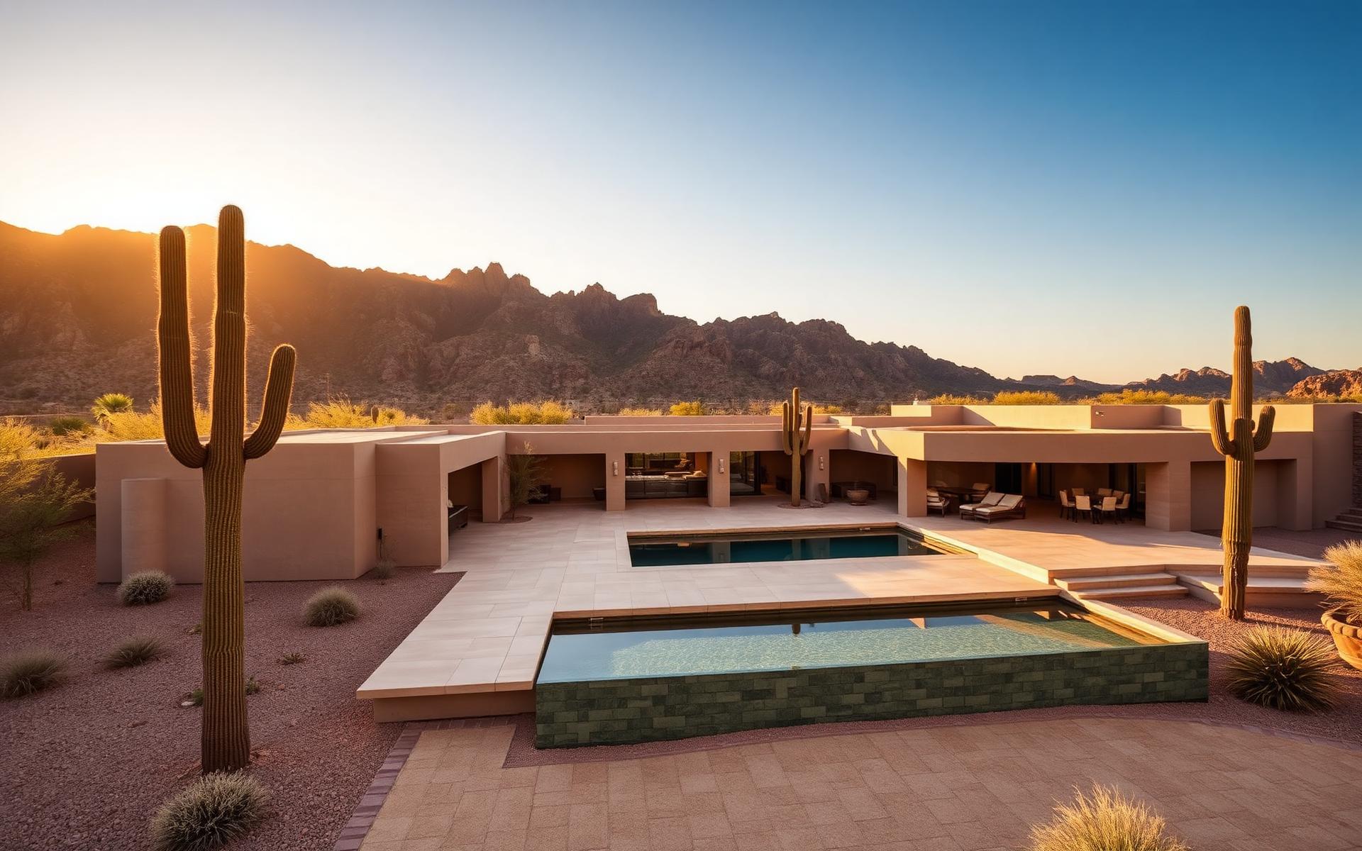 Aerial view of luxury desert home